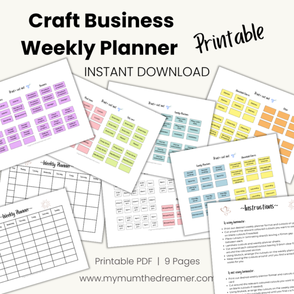 Craft Business Weekly Planner Printable