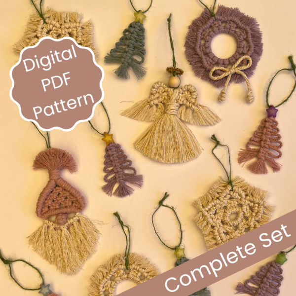 Macramé Christmas Ornament Patterns - Complete Set of 5