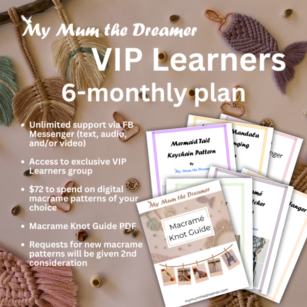 A representation of the PDF macrame patterns you could receive with the VIP Learners 6-monthly subscription.